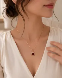 Ruby Halo Pendant Necklace