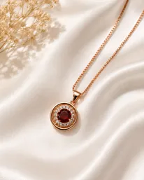 Ruby Halo Pendant Necklace
