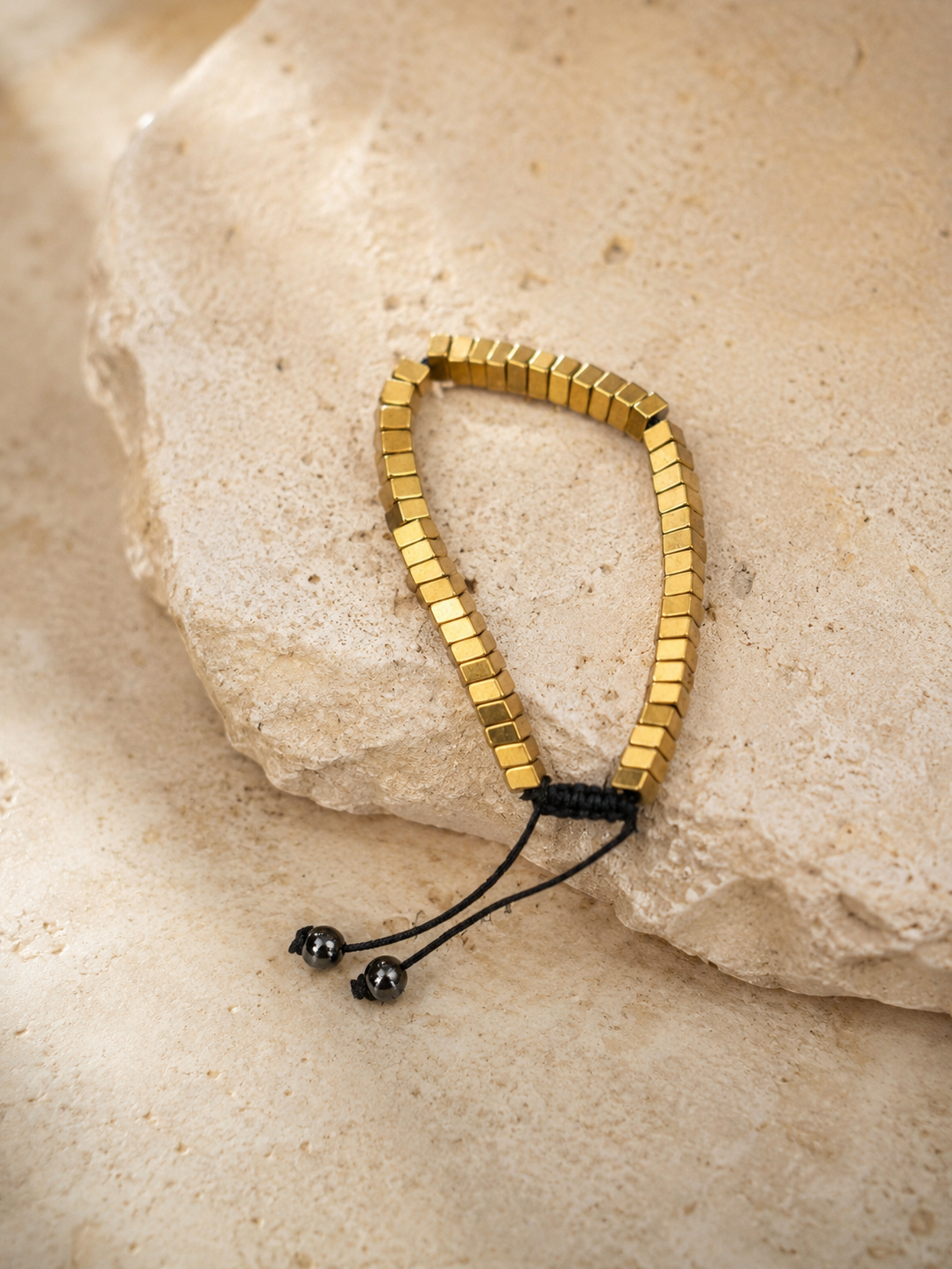 Premium Gold Tone Cube Bead Bracelet