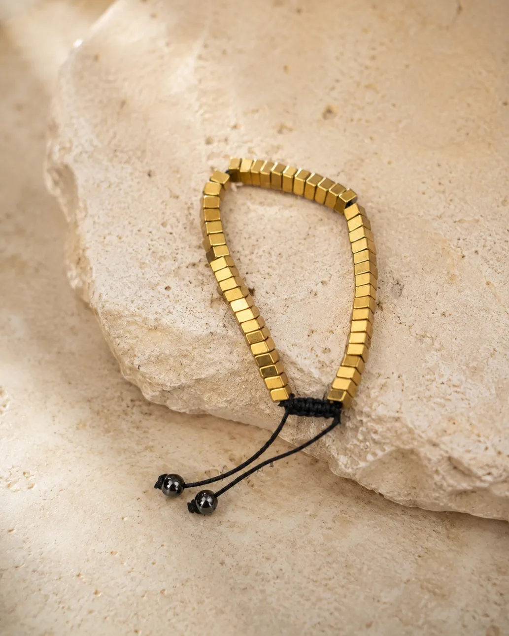 Premium Gold Tone Cube Bead Bracelet