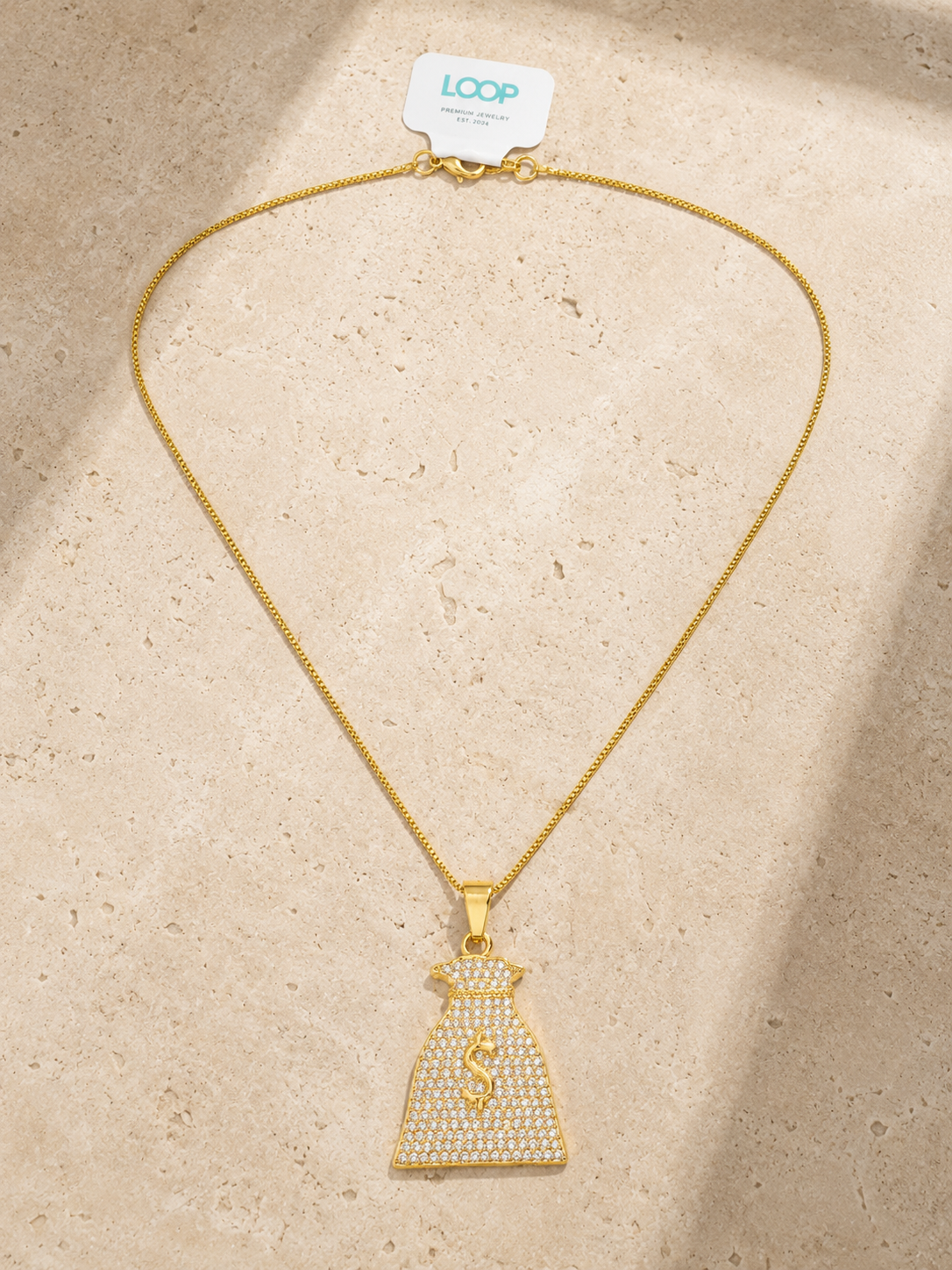 Luxury Gold Money Bag Pendant Necklace