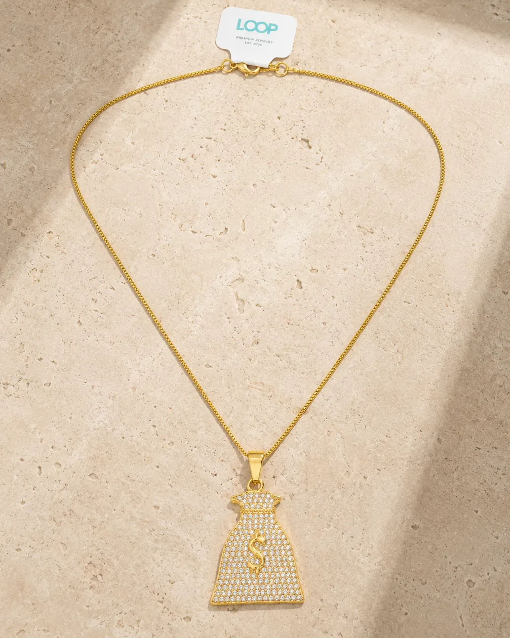 Luxury Gold Money Bag Pendant Necklace