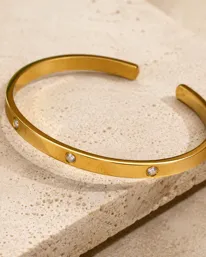 Premium Gold Finish Minimal Cuff Bracelet