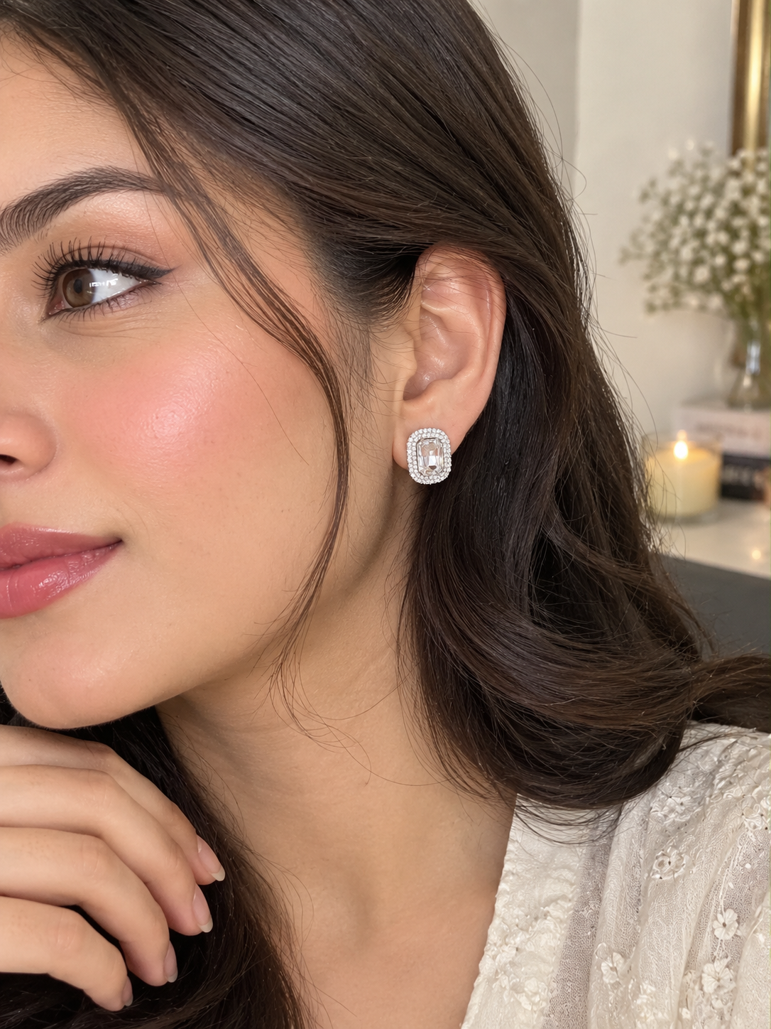 Loop Crystal Halo Earrings