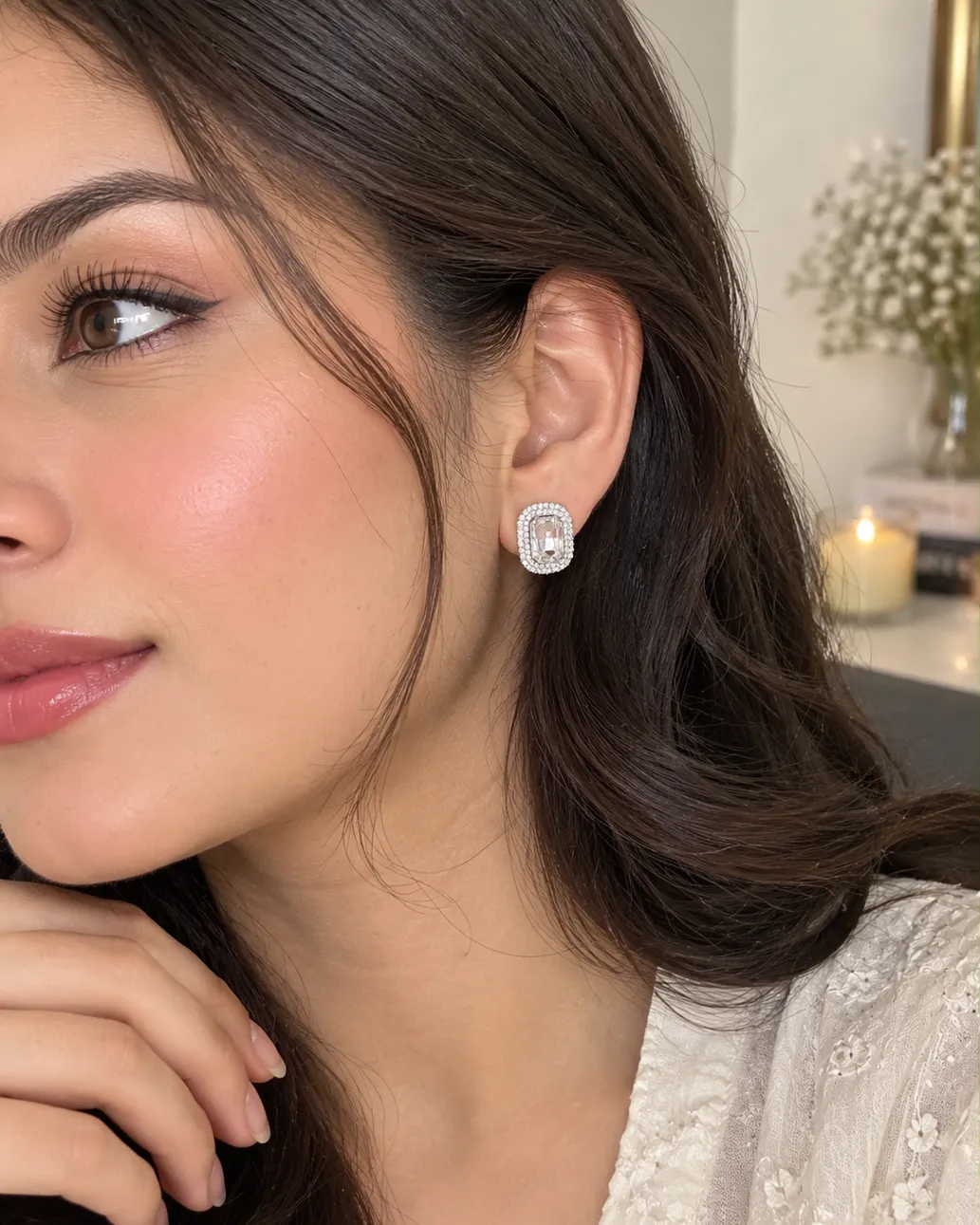 Loop Crystal Halo Earrings