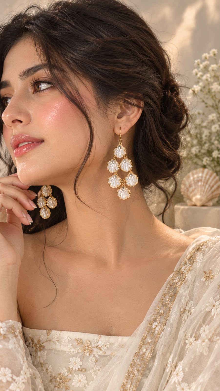 Loop Shell Cascade Earrings