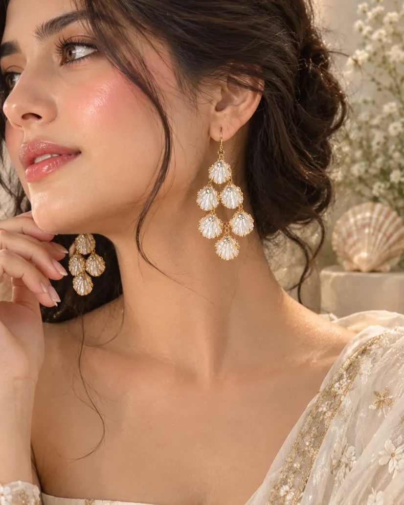 Loop Shell Cascade Earrings